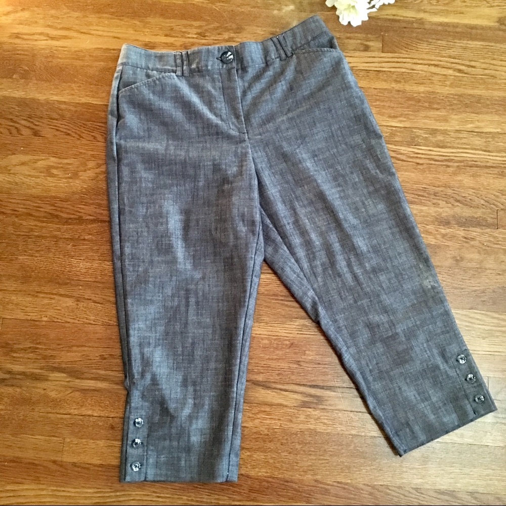 Dressbarn 12 nautical Capri cropped pants gray Summer Classic
